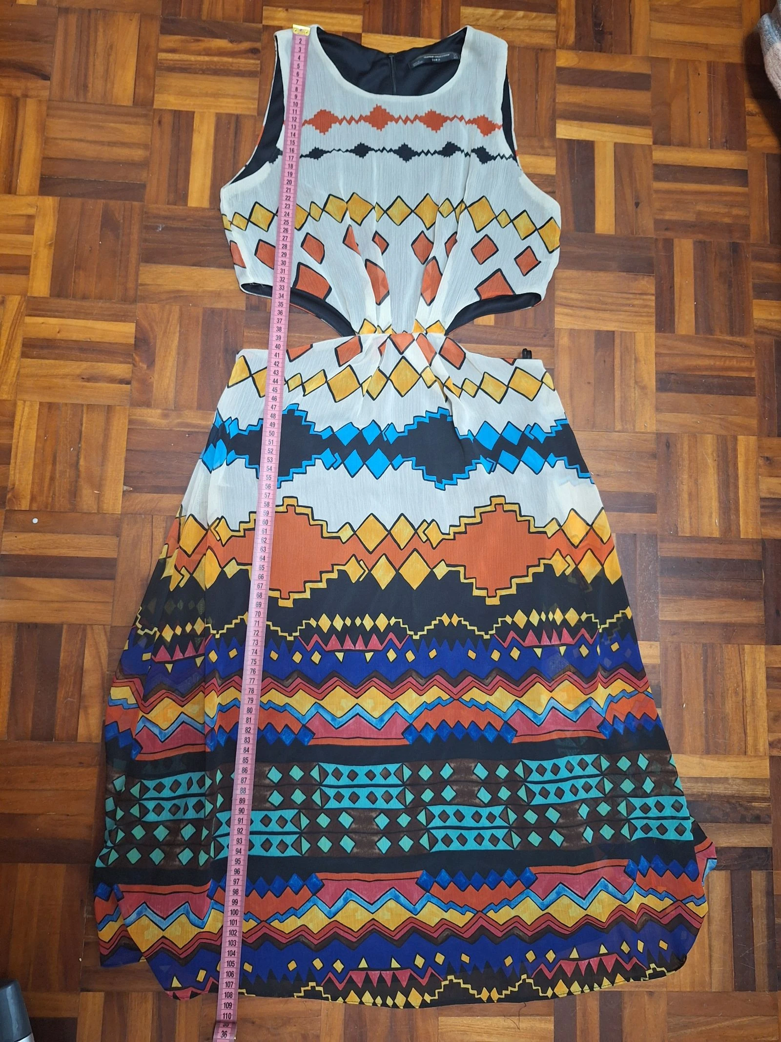 Zara Trafaluc M size ethnic print dress with side slits – photo 7